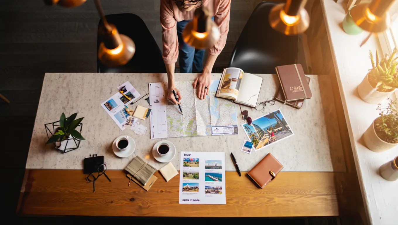 Premium travel atelier meeskond töötab marsruudi kallal Tallinnas